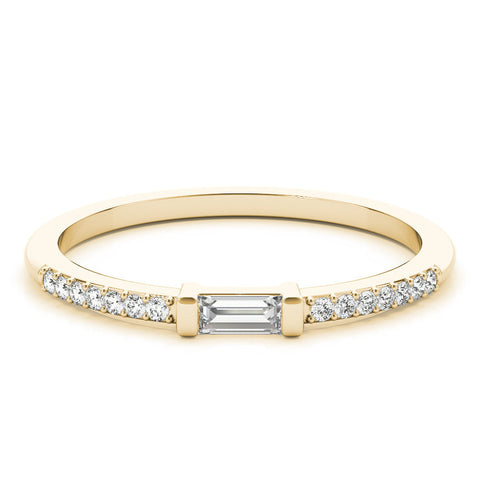 Yellow gold Baguette Diamond Pave Band with Bar Prong Setting