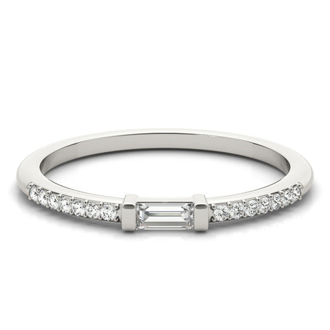 White gold Baguette Diamond Pave Band with Bar Prong Setting