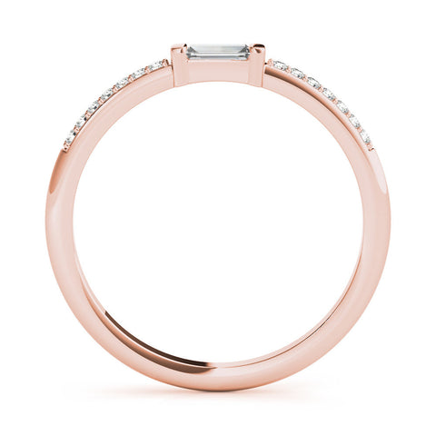 Rose gold Baguette Diamond Pave Band with Bar Prong Setting