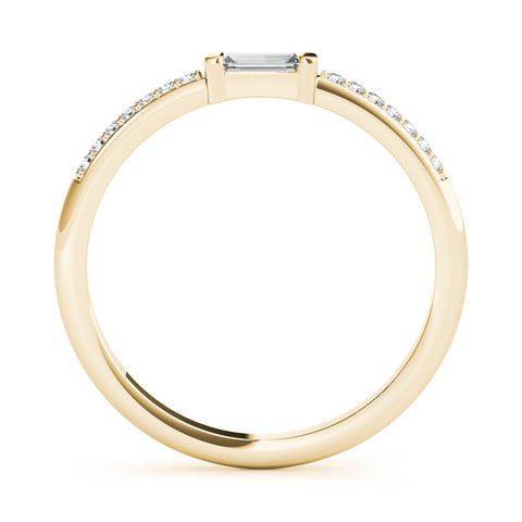 Yellow gold Baguette Diamond Pave Band with Bar Prong Setting