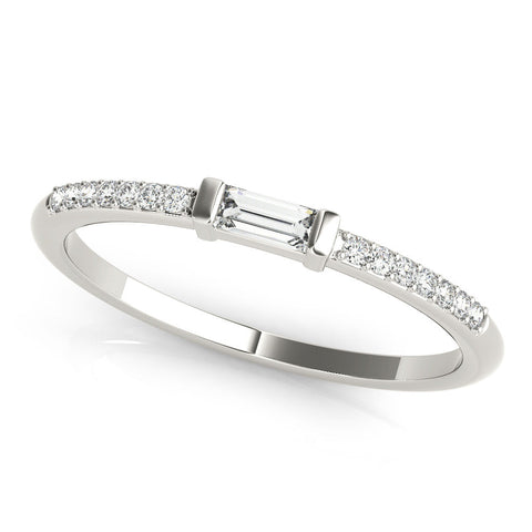 White gold Baguette Diamond Pave Band with Bar Prong Setting