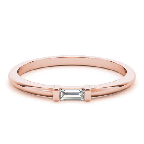 Rose gold Baguette Solitaire Bar-Set Minimalist Band