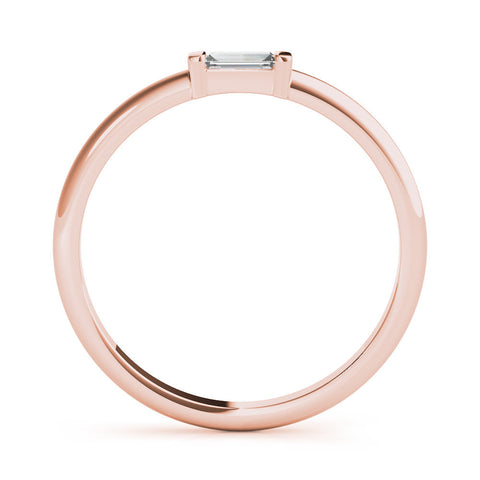 Rose gold Baguette Solitaire Bar-Set Minimalist Band