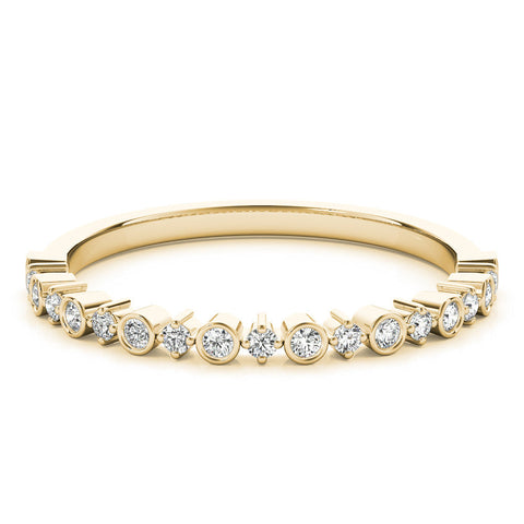 Yellow gold Bezel and Prong Set Round Diamond Half Eternity Band