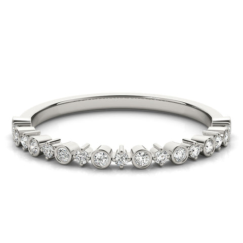 White gold Bezel and Prong Set Round Diamond Half Eternity Band