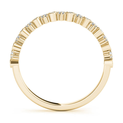 Yellow gold Bezel and Prong Set Round Diamond Half Eternity Band