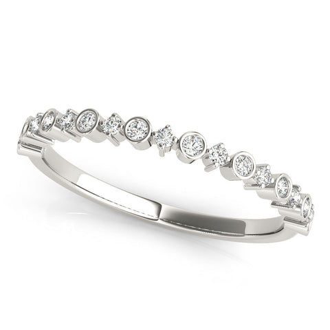 White gold Bezel and Prong Set Round Diamond Half Eternity Band