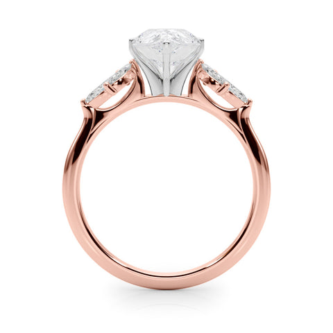 Rose gold Pear Diamond Floral Cluster Ring with Marquise Side Stones and Six-Prong Solitaire Setting