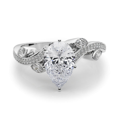 Platinum Pear Diamond Swirl Band with Prong Setting