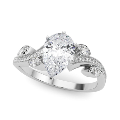 Platinum Pear Diamond Swirl Band with Prong Setting