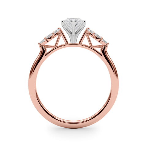 Rose gold Marquise Diamond Floral Side Stone Solitaire with Marquise Accents and Four-Prong Setting