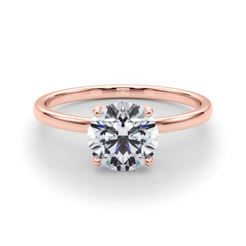 Rose gold Round Solitaire Diamond Ring with Thin Band and Four-Prong Setting