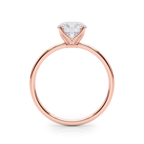Rose gold Round Solitaire Diamond Ring with Thin Band and Four-Prong Setting