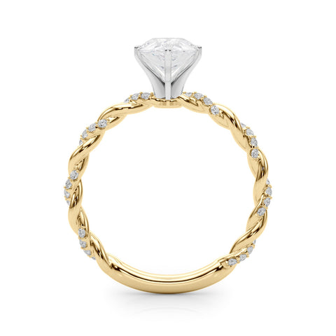 Yellow gold Pear Solitaire Twisted Band with Pavé Accents and Four-Prong Setting