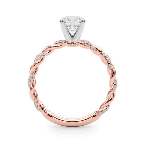 Rose gold Heart Solitaire Twisted Band with Pavé Accents and Four-Prong Setting