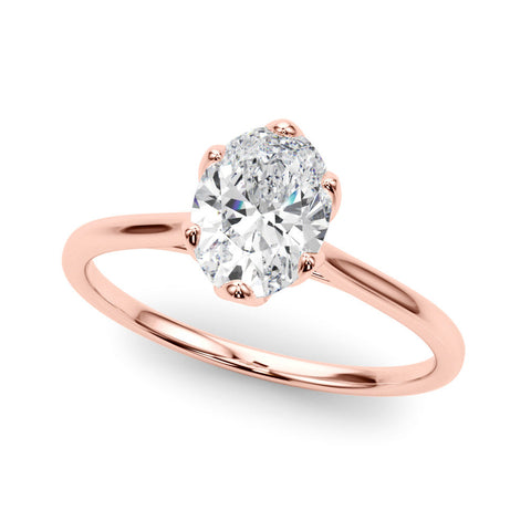 Rose gold Oval Solitaire Ring with White Gold Band and Four-Prong Setting