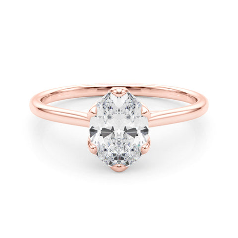 Rose gold Oval Solitaire Ring with White Gold Band and Four-Prong Setting