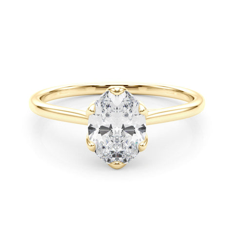 Yellow gold Oval Solitaire Ring with White Gold Band and Four-Prong Setting