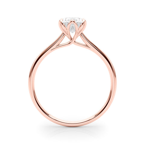 Rose gold Oval Solitaire Ring with White Gold Band and Four-Prong Setting