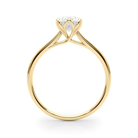 Yellow gold Oval Solitaire Ring with White Gold Band and Four-Prong Setting