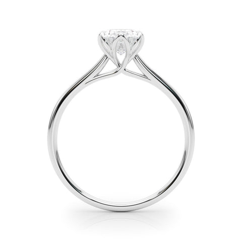 Silver Oval Solitaire Ring with Silver Band and Four-Prong Setting