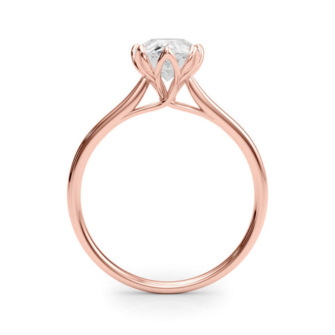 Rose gold Pear-Shaped Solitaire Diamond Ring with Knife-Edge Band and Six-Prong Setting