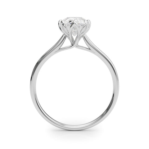 Platinum Pear-Shaped Solitaire Diamond Ring with Knife-Edge Band and Six-Prong Setting