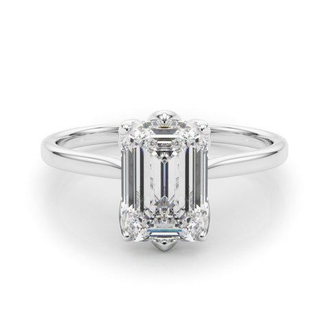 Platinum Oval Cut Solitaire Diamond Ring with Four-Prong Setting and Classic Band