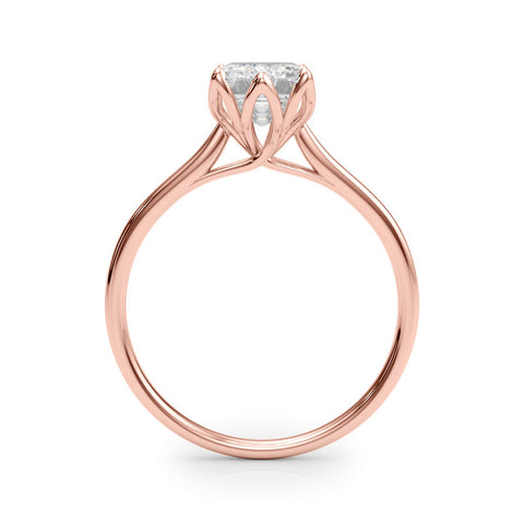 Rose gold Princess Cut Solitaire Diamond Ring with Four-Prong Setting and Classic Band