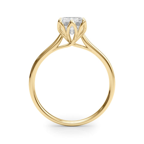 Yellow gold Emerald Cut Solitaire Diamond Ring with Four-Prong Setting and Classic Band