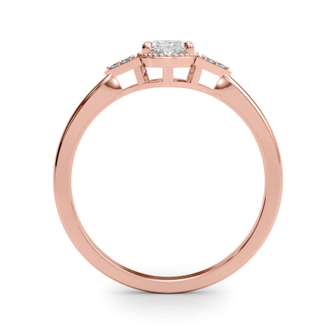 Rose gold Oval Halo Diamond Ring with Tapered Band and Four-Prong Setting