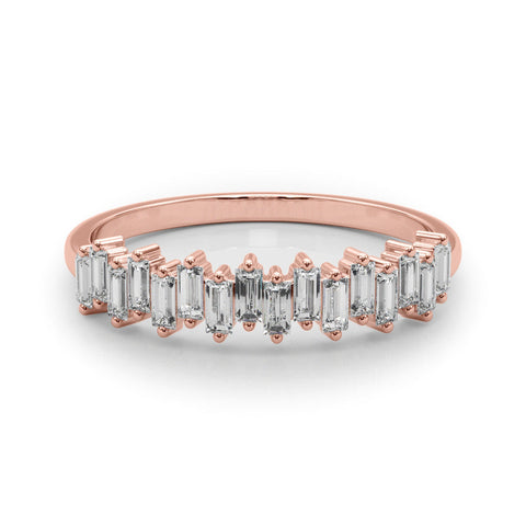 Rose gold Baguette Diamond Bar Set White Gold Band with Shared Prong Setting