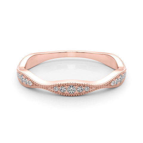 Rose gold Milgrain Diamond Marquise Curved Band with Pavé Setting