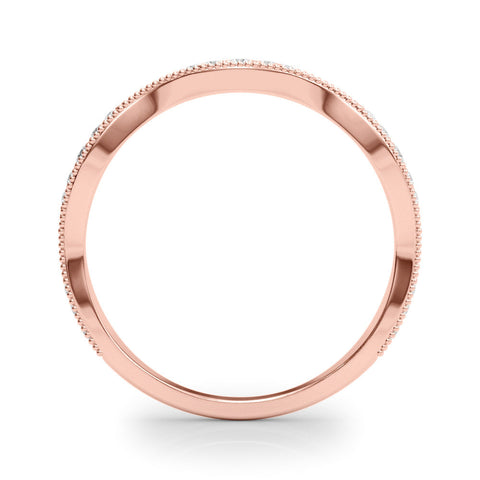 Rose gold Milgrain Diamond Marquise Curved Band with Pavé Setting