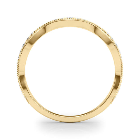 Yellow gold Milgrain Diamond Marquise Curved Band with Pavé Setting