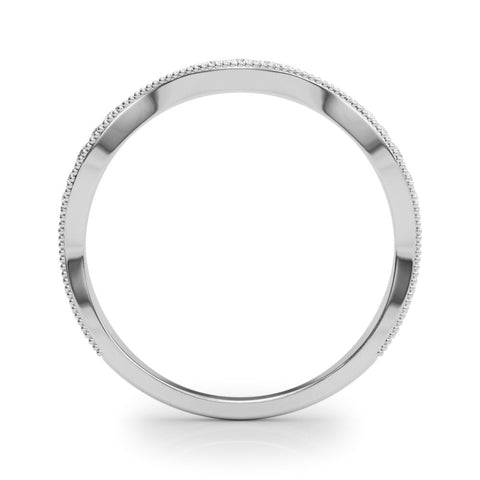 White gold Milgrain Diamond Marquise Curved Band with Pavé Setting