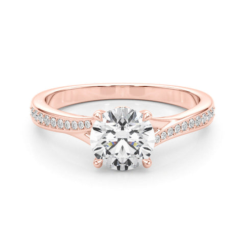 Rose gold Round Solitaire Pavé Band with Four-Prong Setting