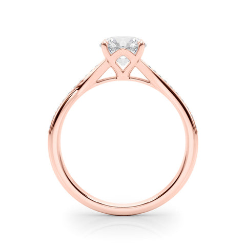 Rose gold Round Solitaire Pavé Band with Four-Prong Setting