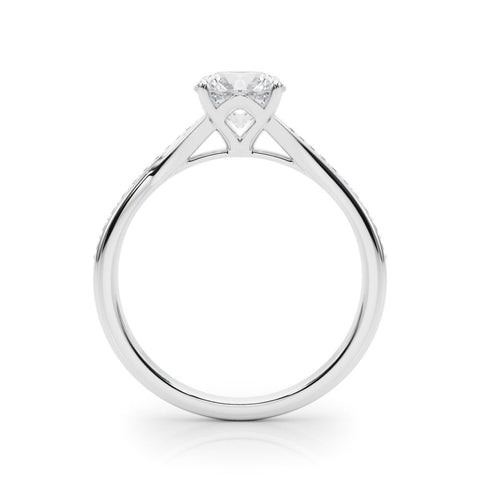 Silver Round Solitaire Pavé Band with Four-Prong Setting