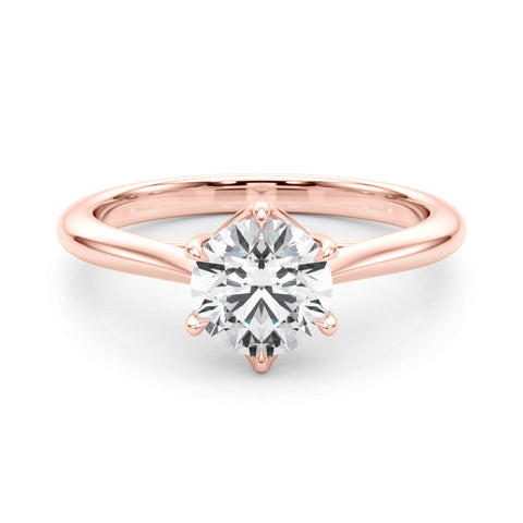 Rose gold Round Solitaire Engagement Ring with Six-Prong Setting and Classic Band