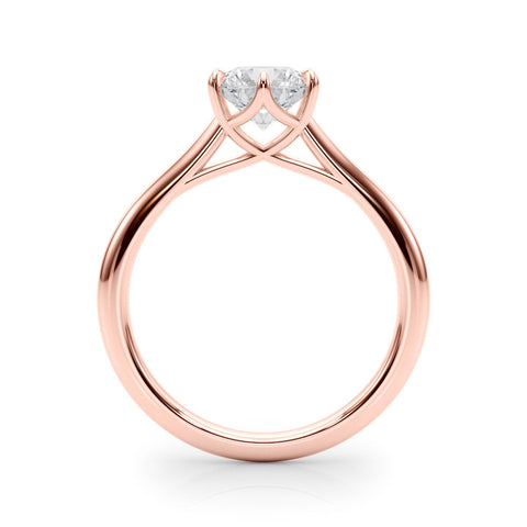 Rose gold Round Solitaire Engagement Ring with Six-Prong Setting and Classic Band