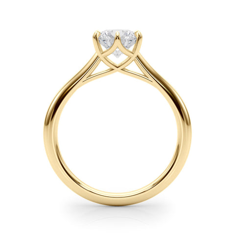 Yellow gold Round Solitaire Engagement Ring with Six-Prong Setting and Classic Band