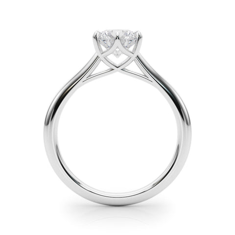 Platinum Round Solitaire Engagement Ring with Six-Prong Setting and Classic Band