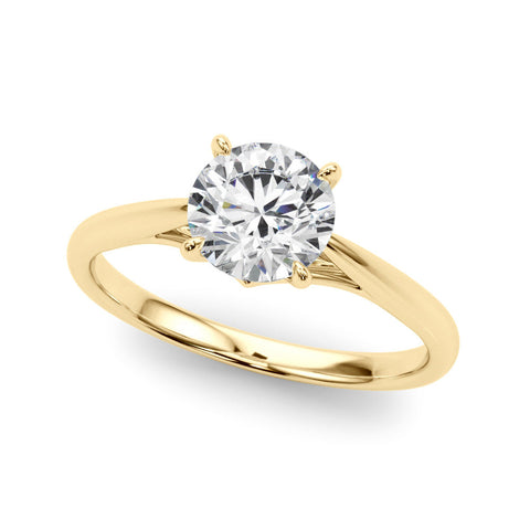 Yellow gold Round Solitaire Engagement Ring with Four-Prong Setting and Classic Band