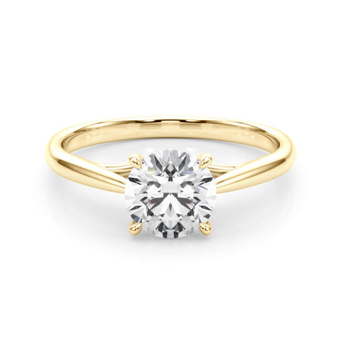 Yellow gold Round Solitaire Engagement Ring with Four-Prong Setting and Classic Band