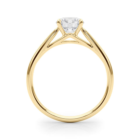 Yellow gold Round Solitaire Engagement Ring with Four-Prong Setting and Classic Band