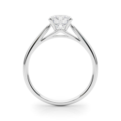 Platinum Round Solitaire Engagement Ring with Four-Prong Setting and Classic Band