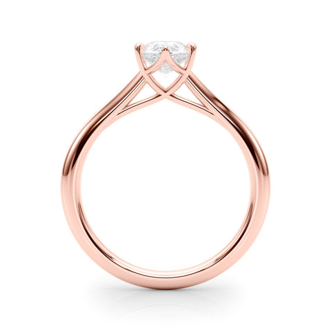 Rose gold Solitaire Pear Cut Diamond Ring with Tapered Band and Six-Prong Setting