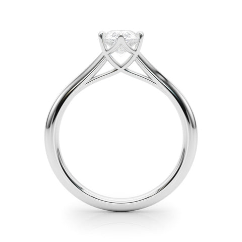 Platinum Solitaire Pear Cut Diamond Ring with Tapered Band and Six-Prong Setting
