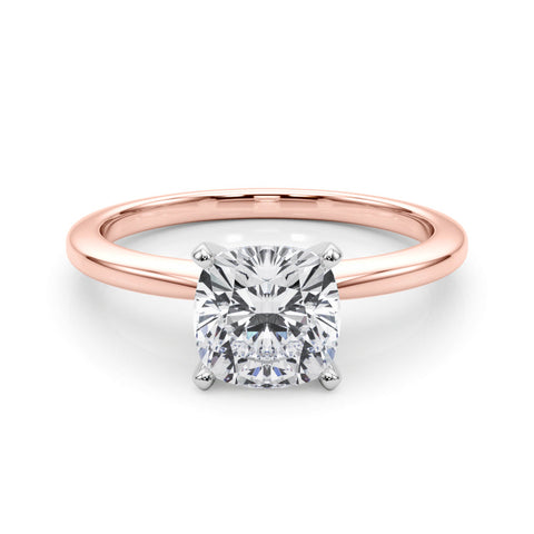 Rose gold Cushion Solitaire Engagement Ring with Classic Band and Four-Prong Setting